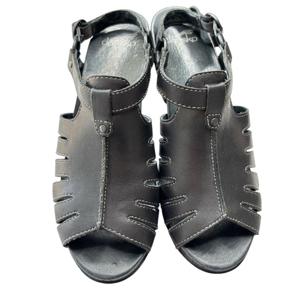 Dansko Randa Black Leather Open Toe Slingback Heeled Sandals Size 39 US 8.5 / 9 - Picture 5 of 15